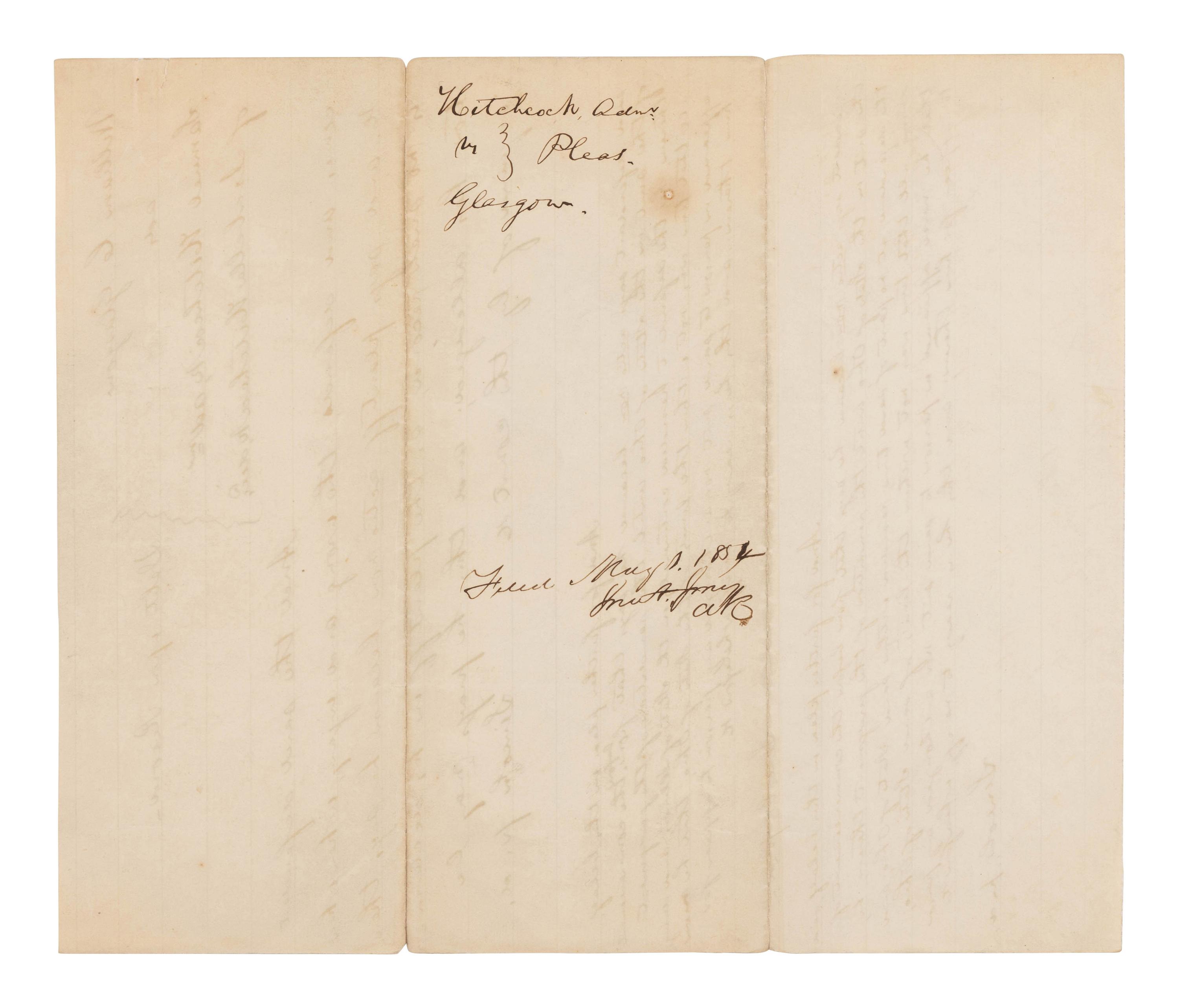 LINCOLN, Abraham (1809-1865). Autograph document signed three times ("Lincoln p. d[efendant]"). [Tazewell County, IL, ca 1 May 1865].