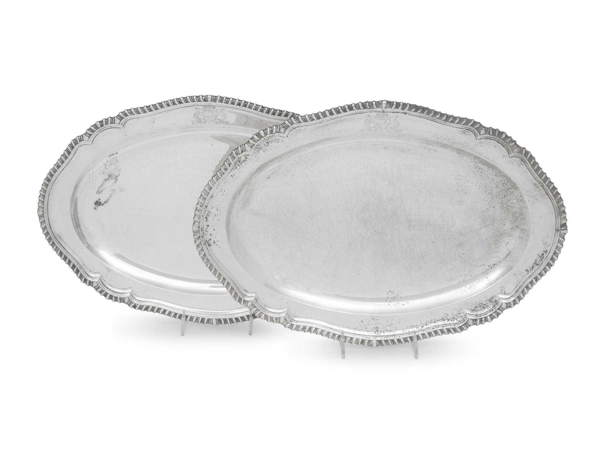 A Pair of George III Silver Meat Platters