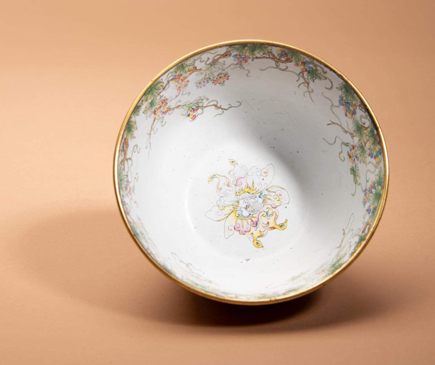 A Canton Enamel on Copper Bowl
