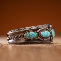 Navajo Silver and Turquoise Cuff Bracelet