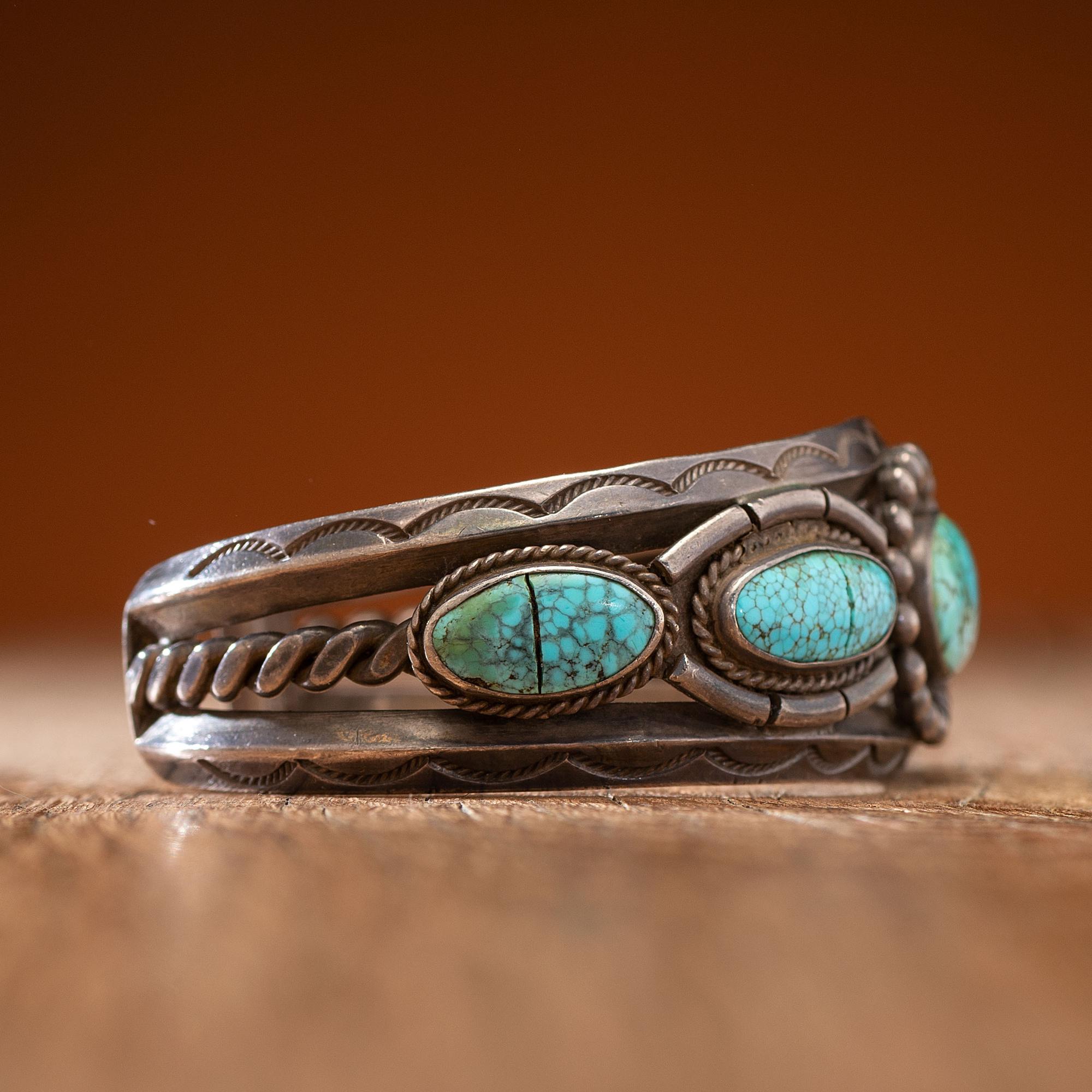 Navajo Silver and Turquoise Cuff Bracelet