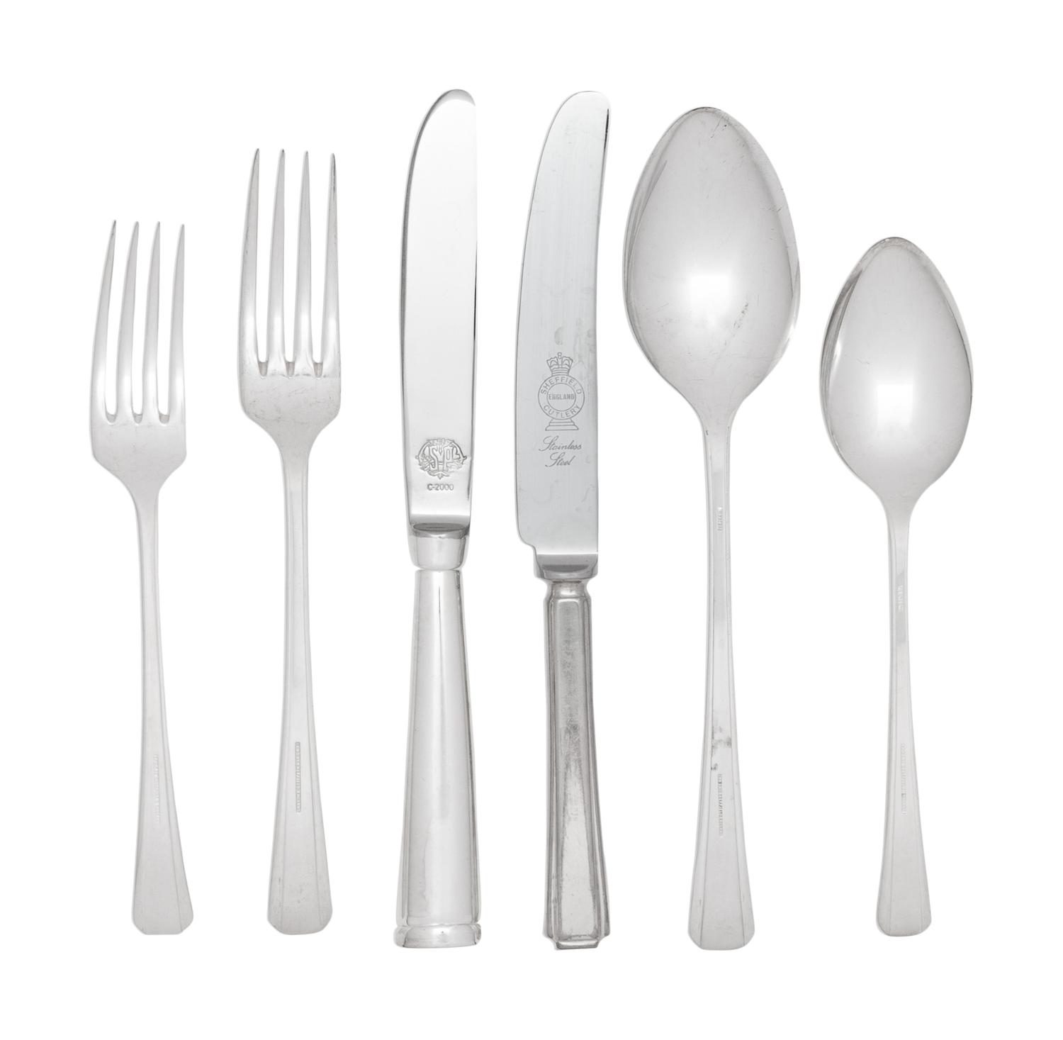 A Contemporary English Silver-Plate Flatware Service