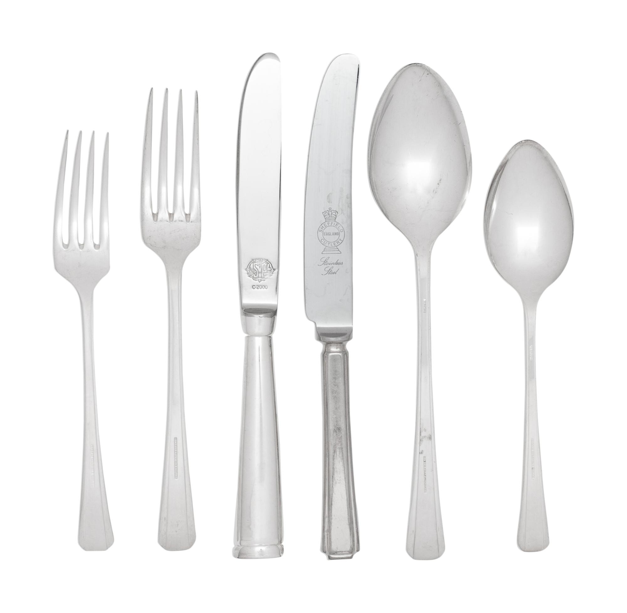 A Contemporary English Silver-Plate Flatware Service