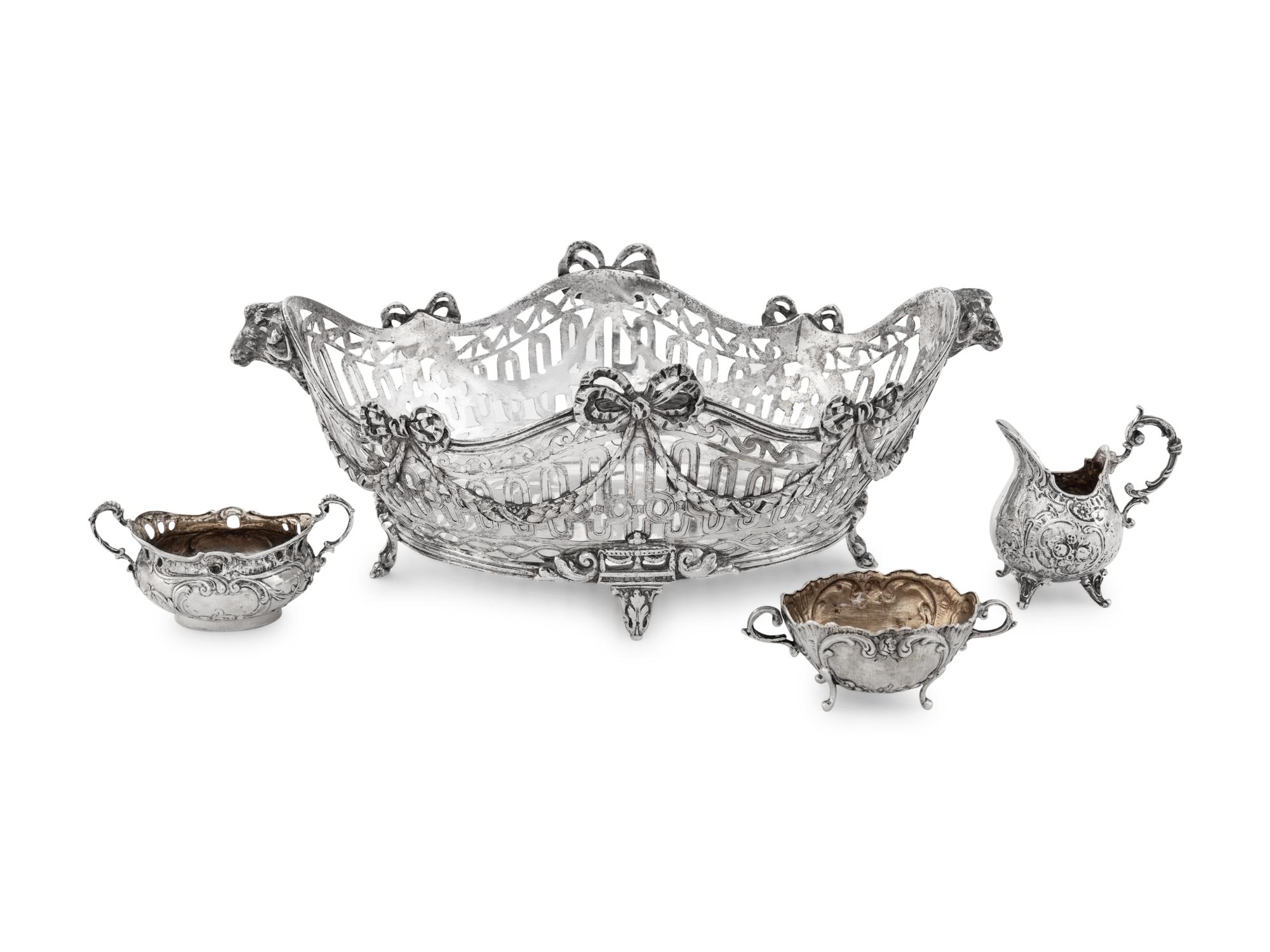 A Group of Four German Silver Table Articles