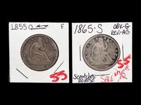 Two Seated Liberty 50c Coins