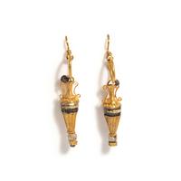 A Pair of Roman Gold and Pearl Amphora Earrings