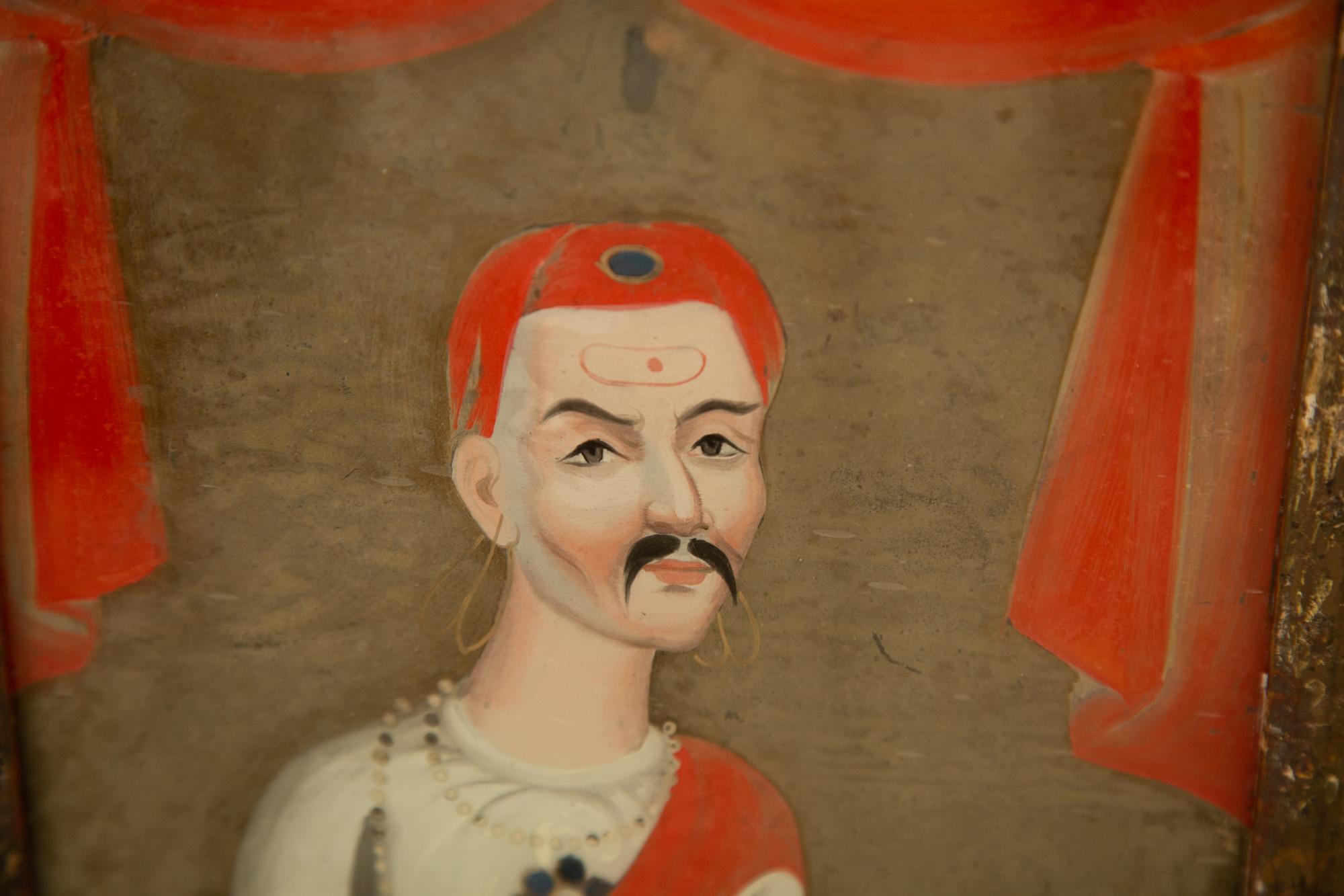 A Pair of Indian Reverse Paintings on Glass