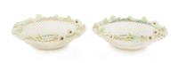 A Pair of Belleek Four Strand Convolvulus Baskets Diameter 9 inches. — SIXTH IMPRESSED MARK (1990-1992)