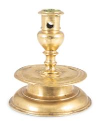 A Continental Brass Capstan Candlestick