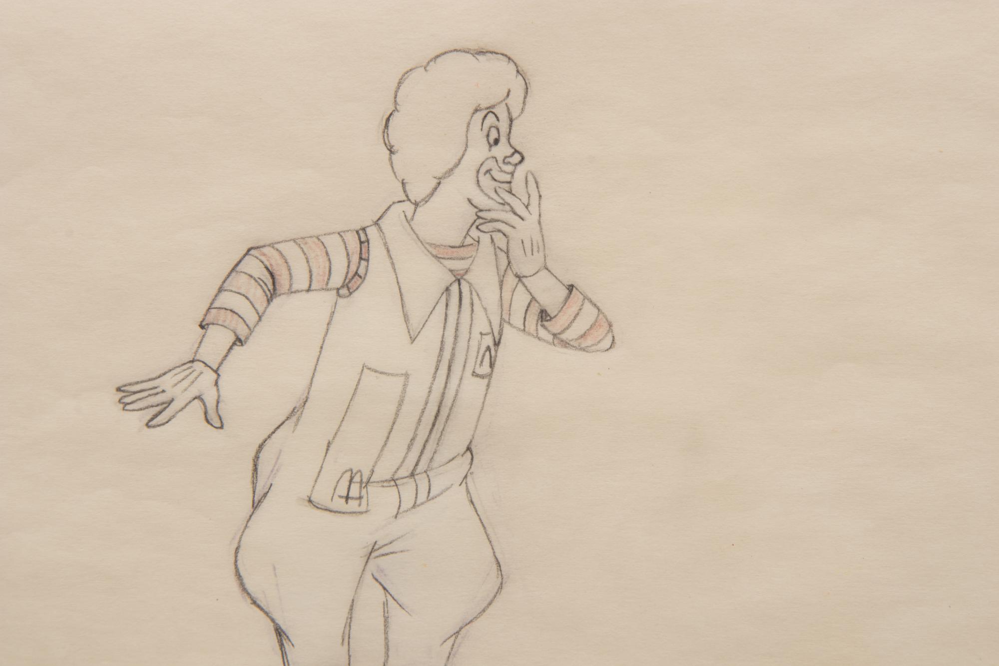 Ronald McDonald TV Commercial Production Cel and Animation Drawing.