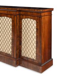 A Regency Rosewood Breakfront Console Cabinet