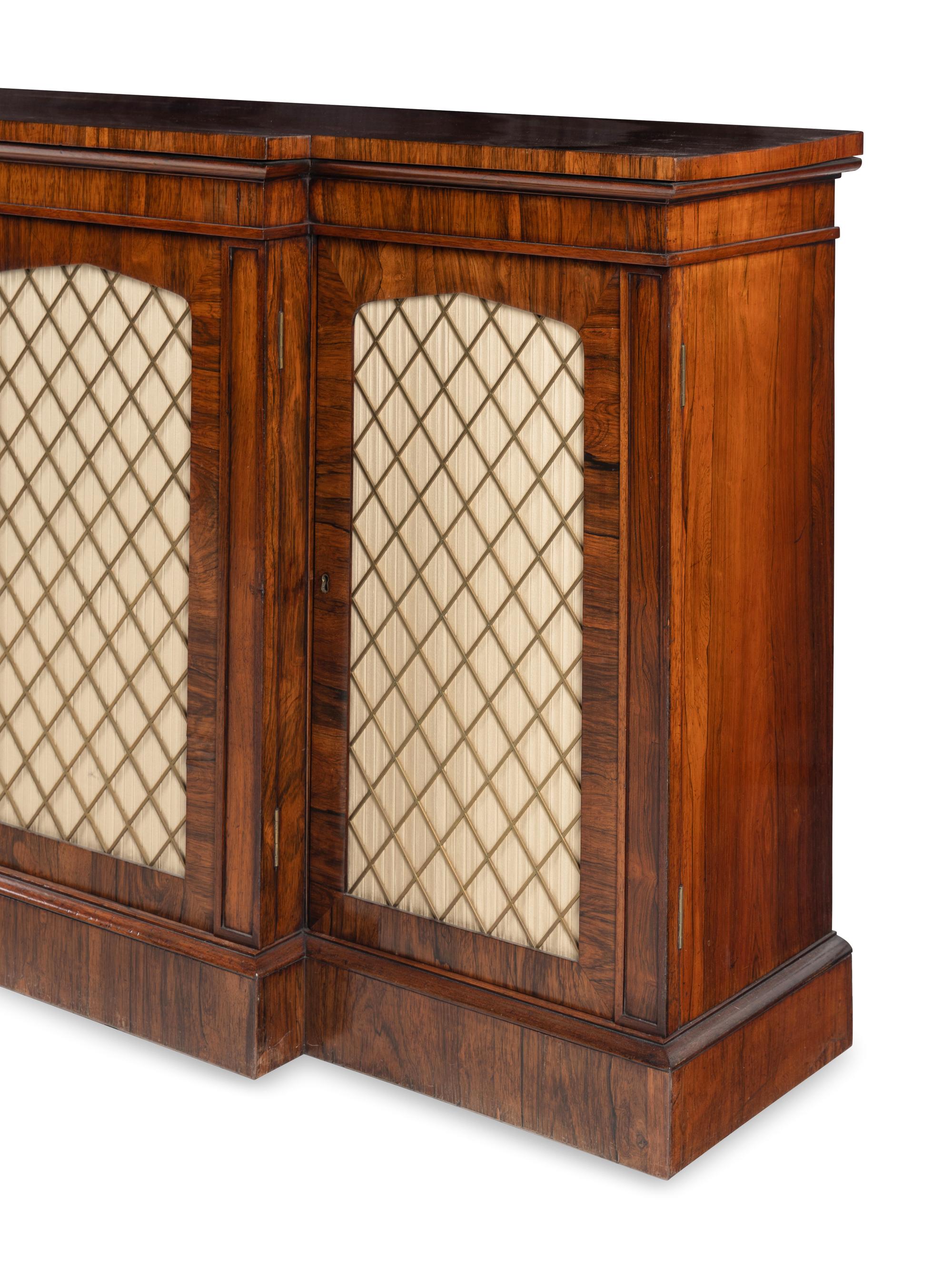 A Regency Rosewood Breakfront Console Cabinet