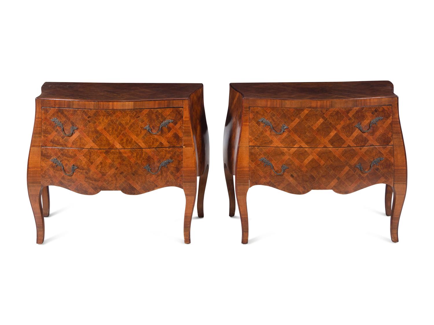 A Pair of Italian Parquetry Commodini