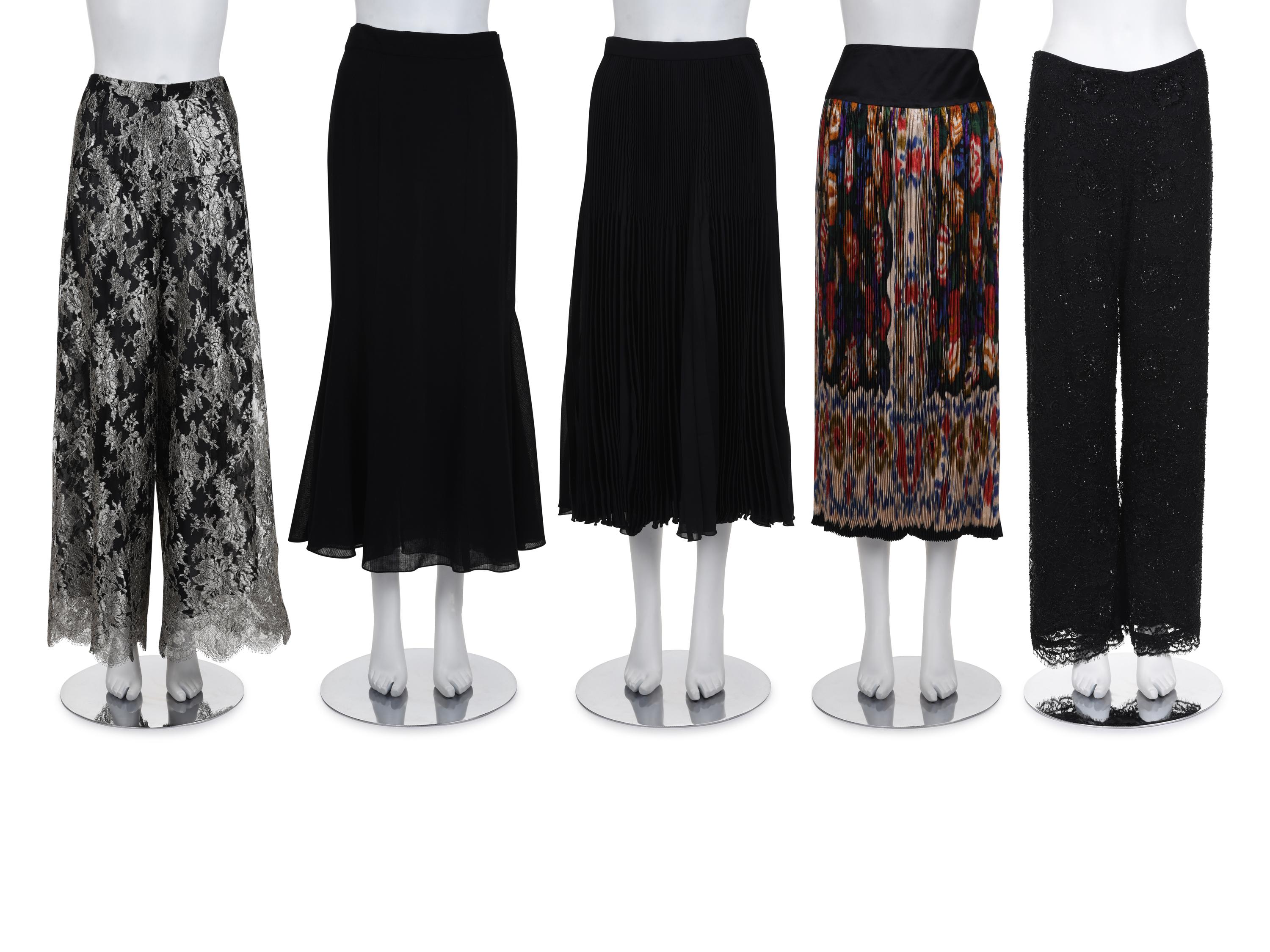 Five Designer Skirts and Pants: One Emanuel Ungaro, One Chloe, One Chanel, One Christian Lacroix, and One Badgley Mischka