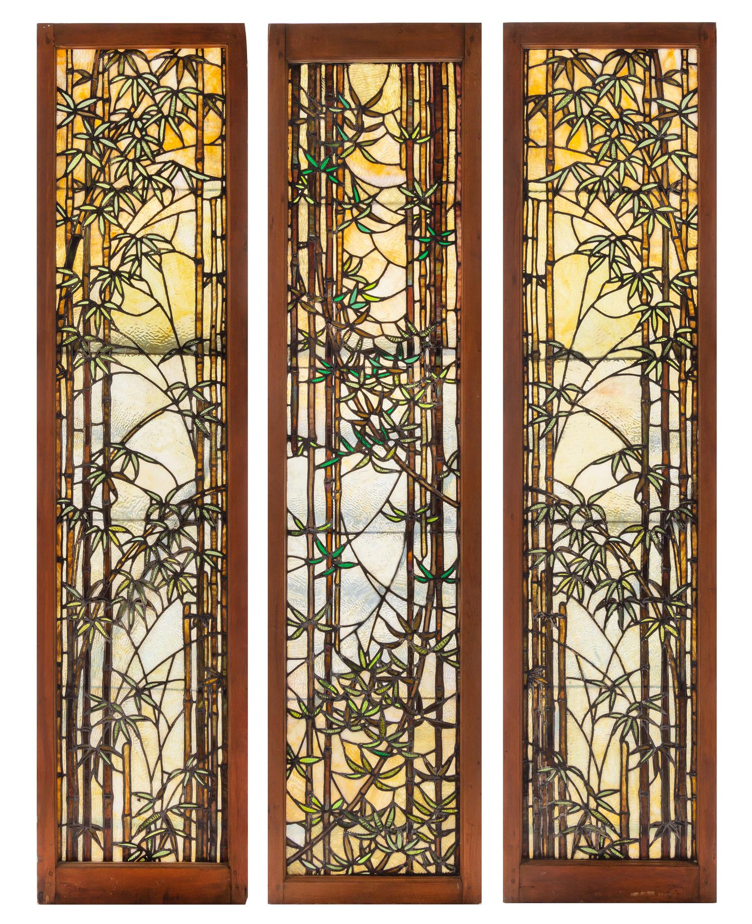 A Set of Three Stained Glass Windows