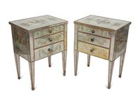 A Pair of French Eglomisé Mirrored Night Stands