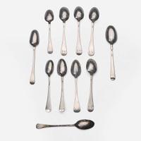 A collection of eleven silver coffee spoons Various makers, New York and New England, circa 1730-1760