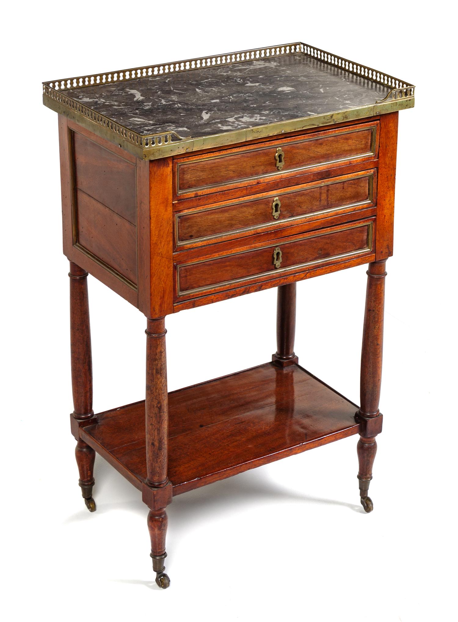 A Directoire Style Mahogany Side Table Height 29 x width 18 1/2 x depth 12 inches. — 19TH CENTURY