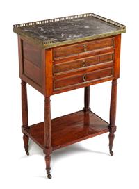 A Directoire Style Mahogany Side Table Height 29 x width 18 1/2 x depth 12 inches. — 19TH CENTURY