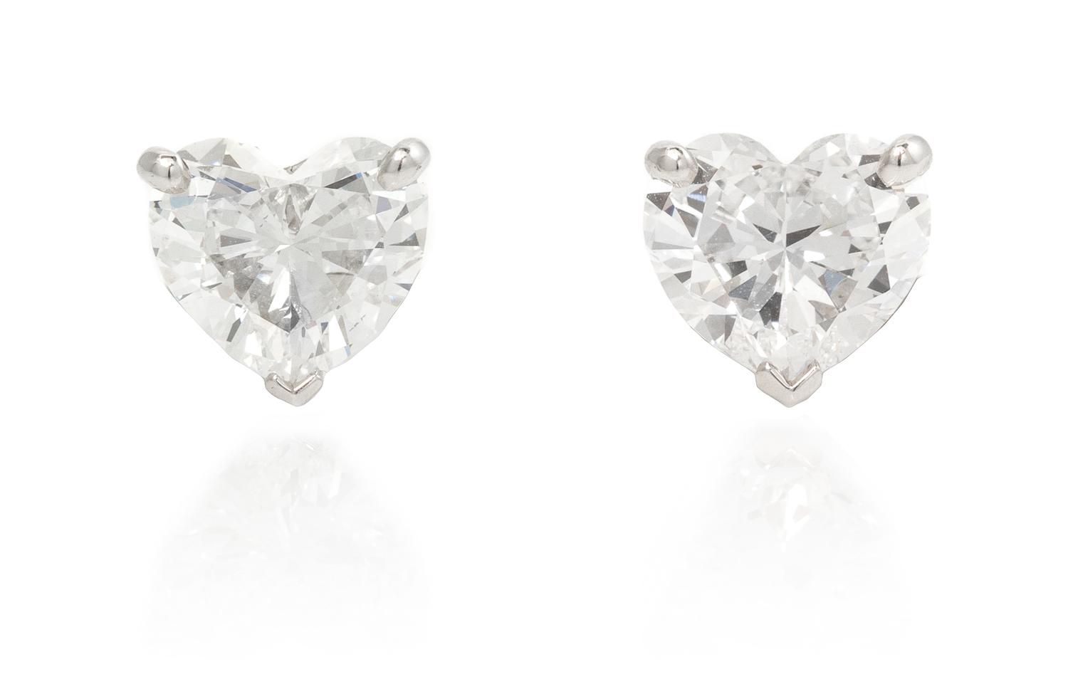 A Pair of Platinum and Diamond Stud Earrings, Van Cleef & Arpels, 1.80 dwts.