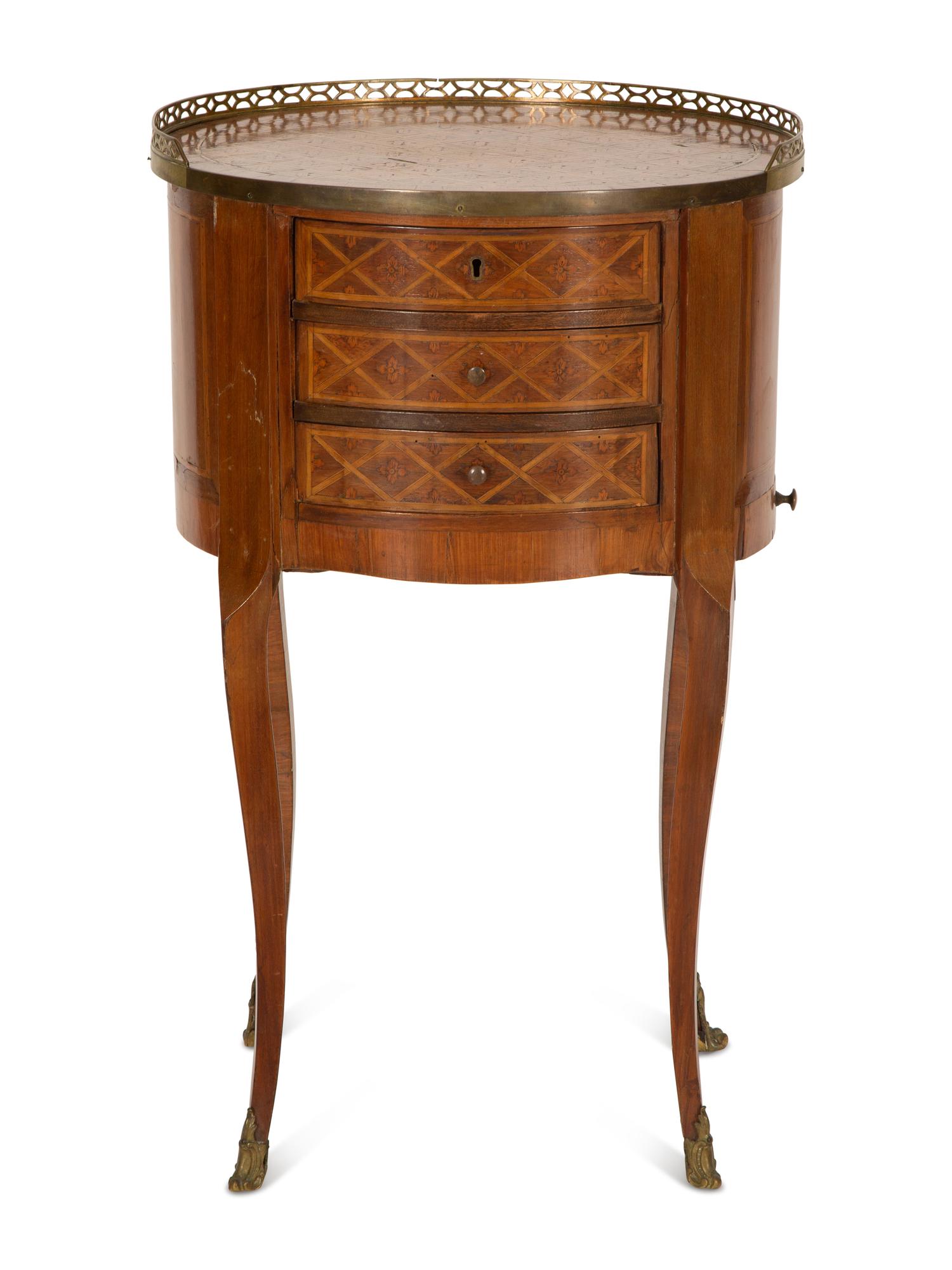 A Louis XV Style Parquetry Side Table with a Secret Side Drawer