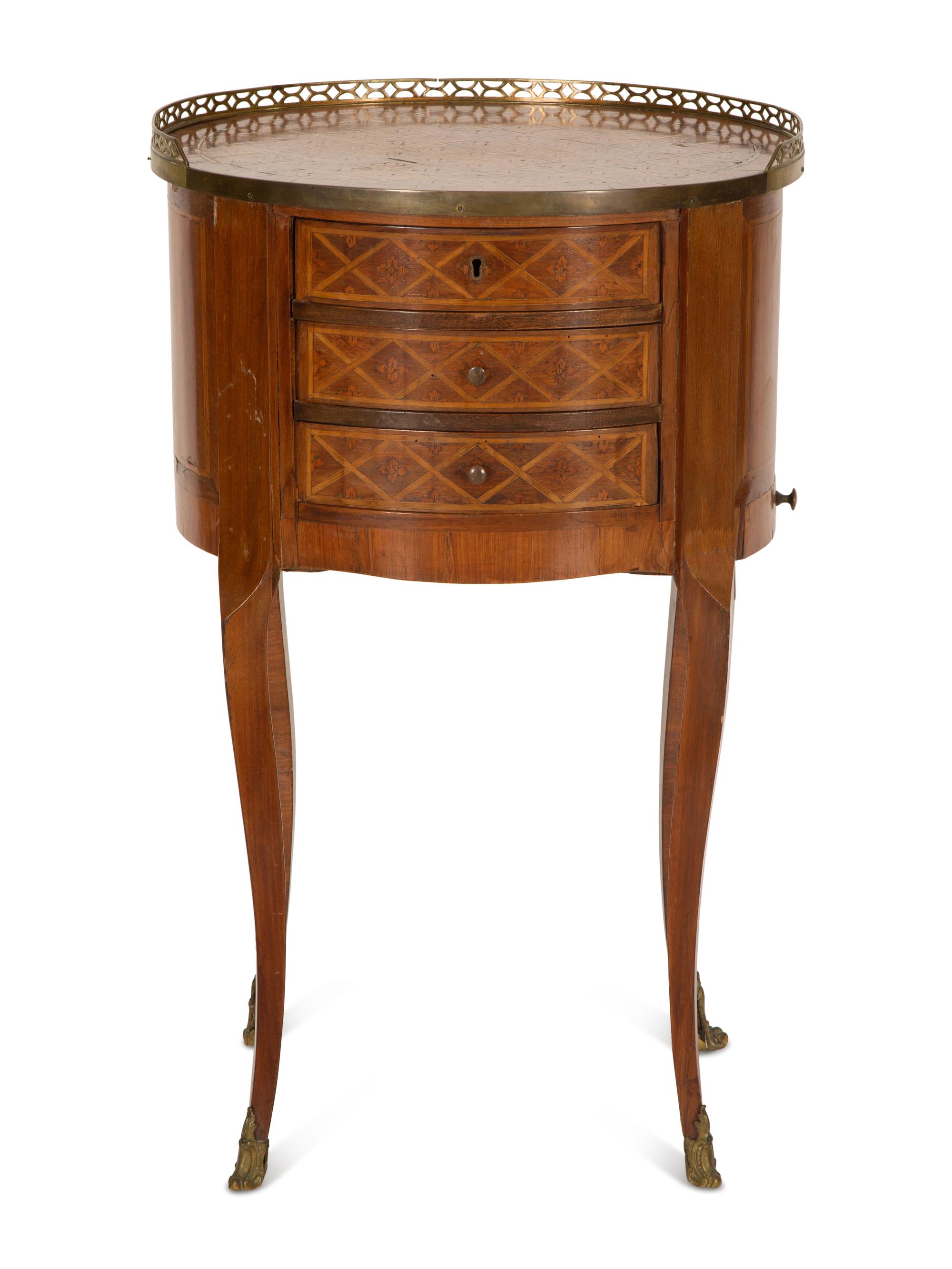 A Louis XV Style Parquetry Side Table with a Secret Side Drawer