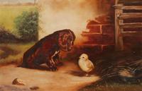 Three Works of Art depicting Various Dog Breeds Largest: 13 3/4 x 21 inches.