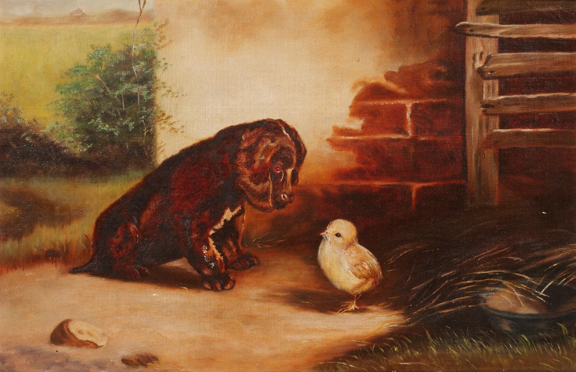 Three Works of Art depicting Various Dog Breeds Largest: 13 3/4 x 21 inches.