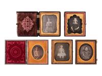 [EARLY PHOTOGRAPHY]. 37 sixth plate daguerreotypes and ambrotypes of young girls.