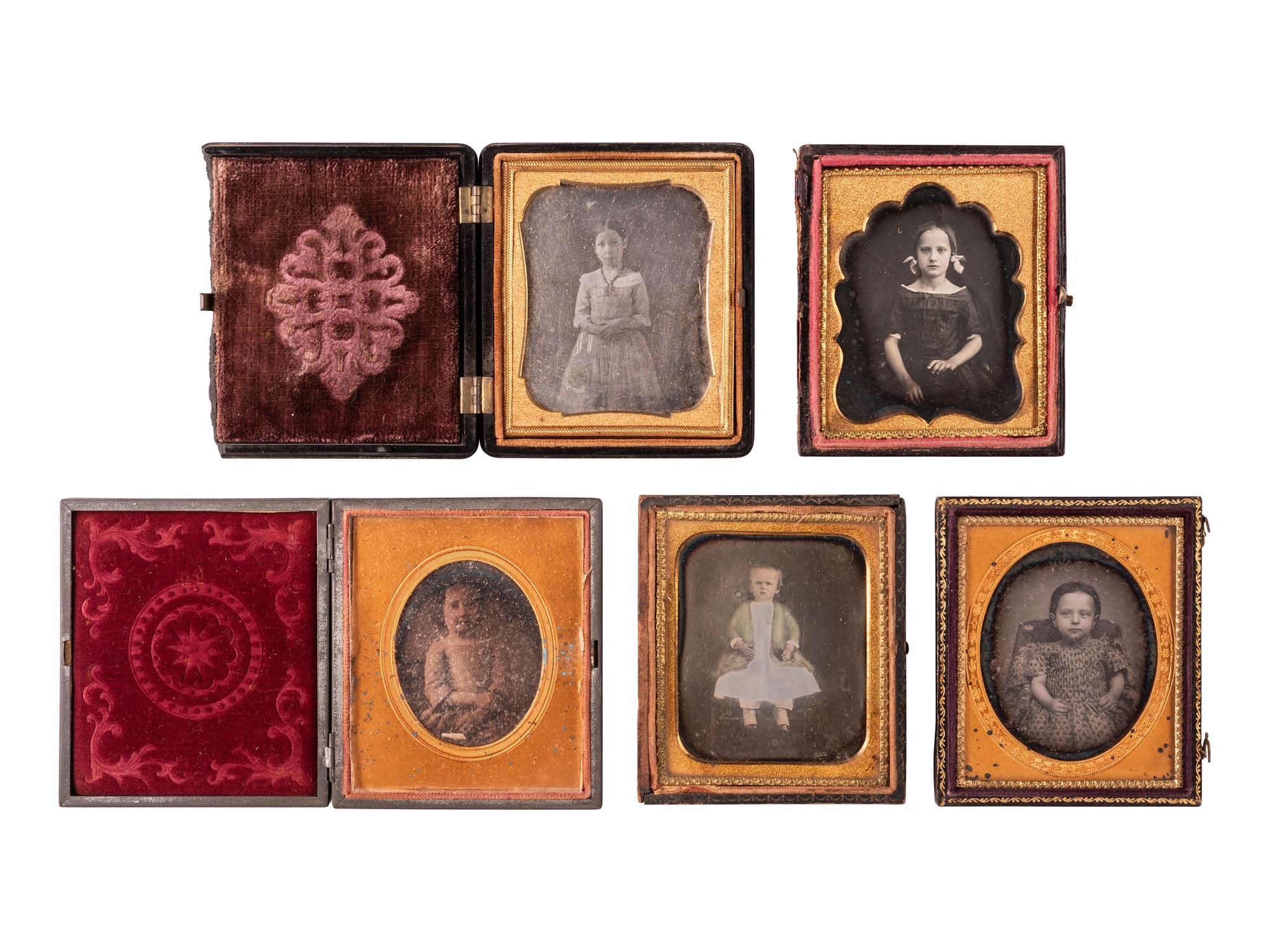 [EARLY PHOTOGRAPHY]. 37 sixth plate daguerreotypes and ambrotypes of young girls.
