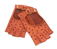 A Pair of Hermes Sienna Perforated Leather Conduit 2 Driving Gloves, Size 6.