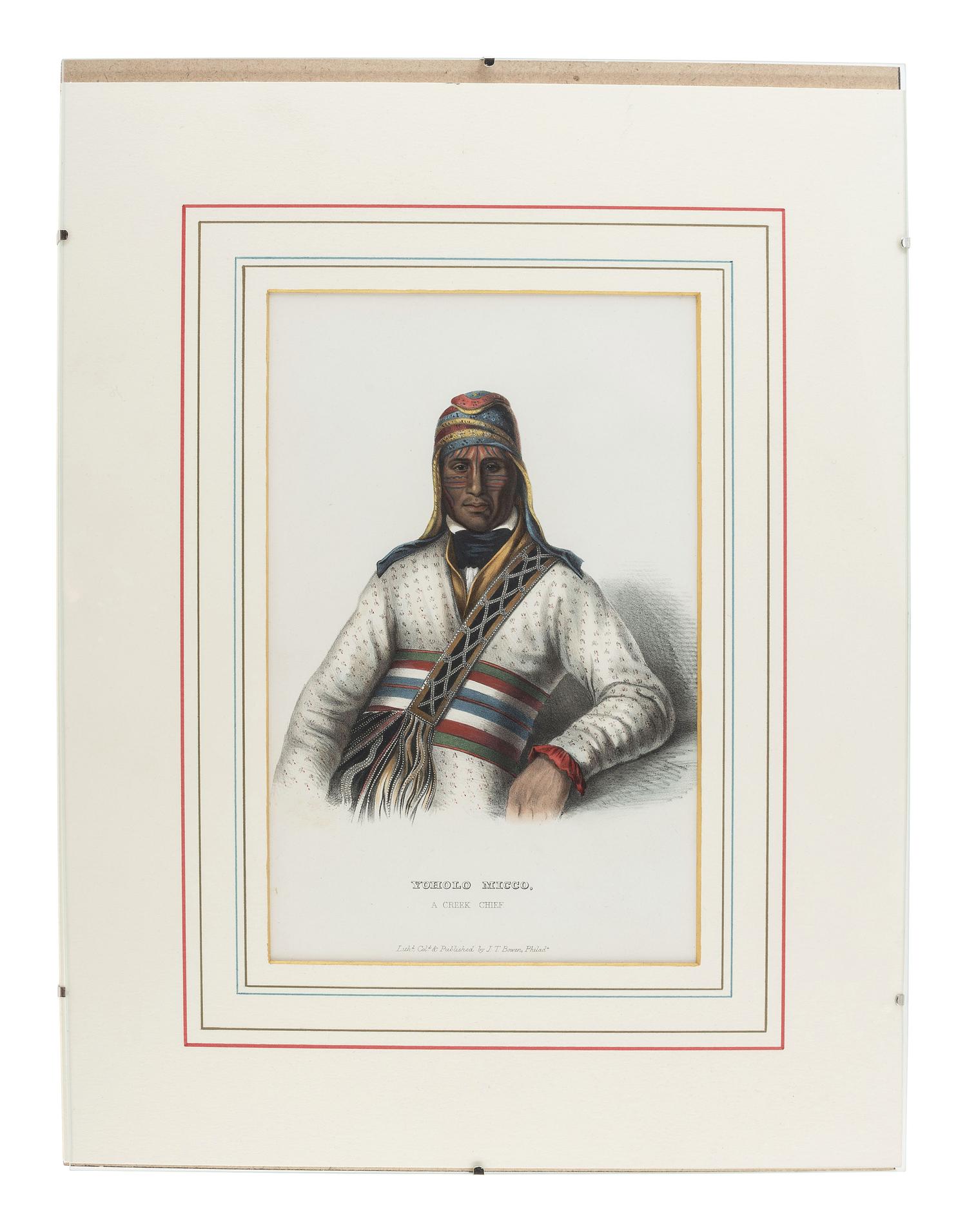 [NATIVE AMERICANS]. A group hand-colored lithographs, including McKENNEY & HALL and CATLIN.