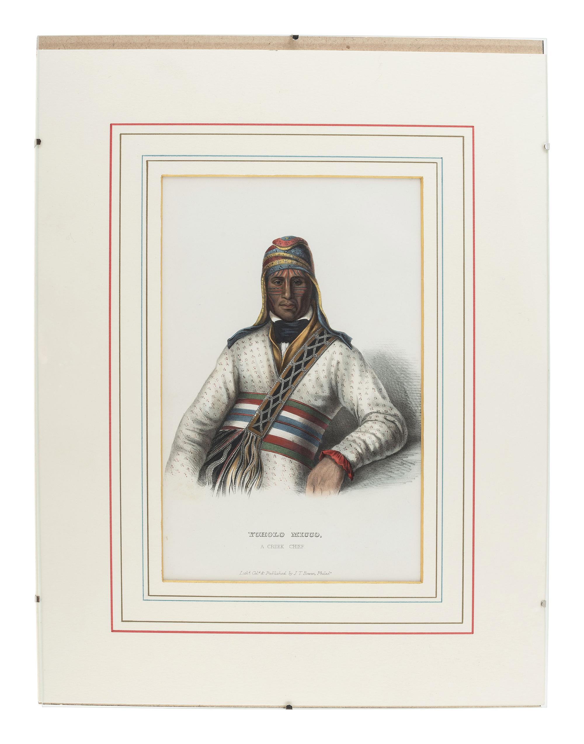 [NATIVE AMERICANS]. A group hand-colored lithographs, including McKENNEY & HALL and CATLIN.
