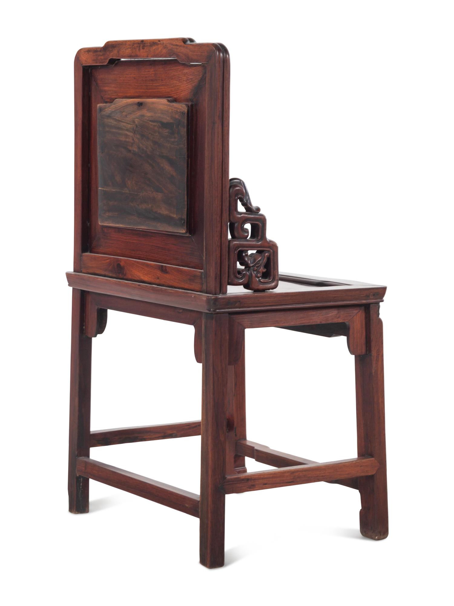 A Chinese Mixed Wood Marble Inset Side Chair