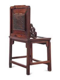 A Chinese Mixed Wood Marble Inset Side Chair