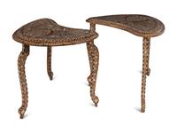 Two Anglo-Indian Bone Inlaid Reniform Side Tables
