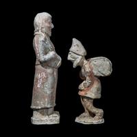 Two Chinese Painted Pottery Figures of Foreigners, Tang Dynasty and Later 唐及以後 陶俑兩件