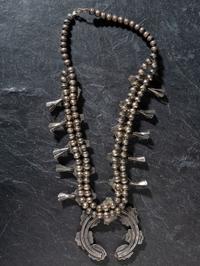 Navajo Silver and Turquoise Squash Blossom Necklace