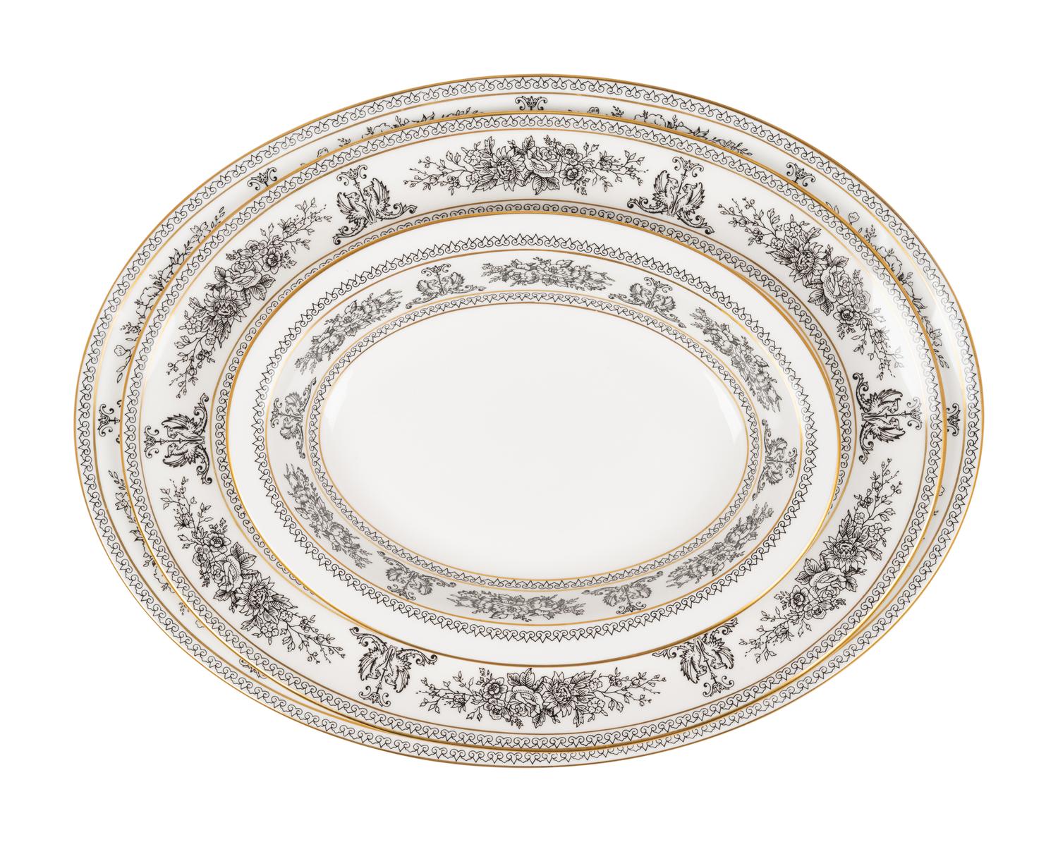 A Wedgwood Black Columbia Dinner Service