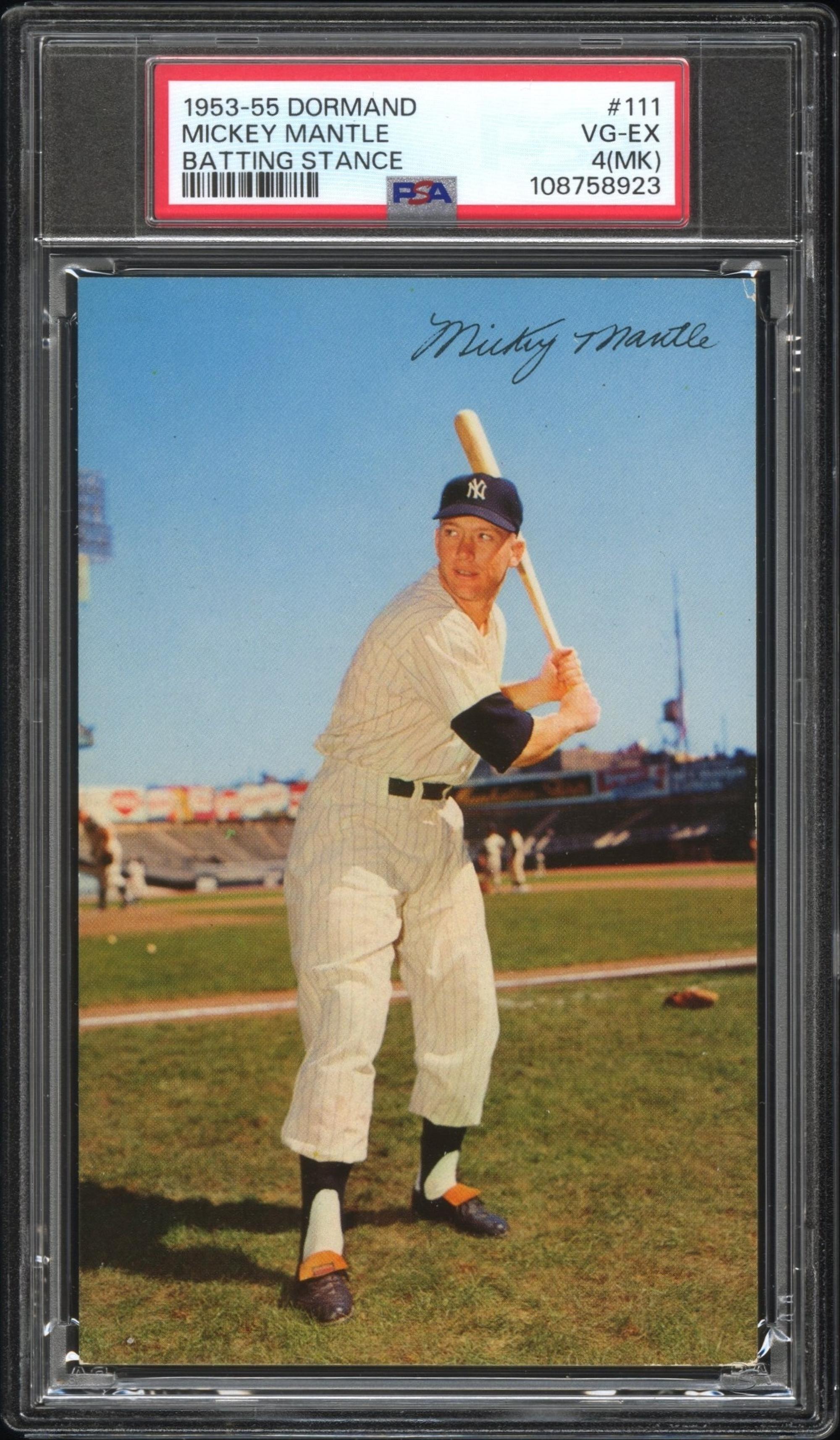 A 1953-55 Mickey Mantle Dormand Postcard - Batting Stance (PSA 4MK VG-EX)