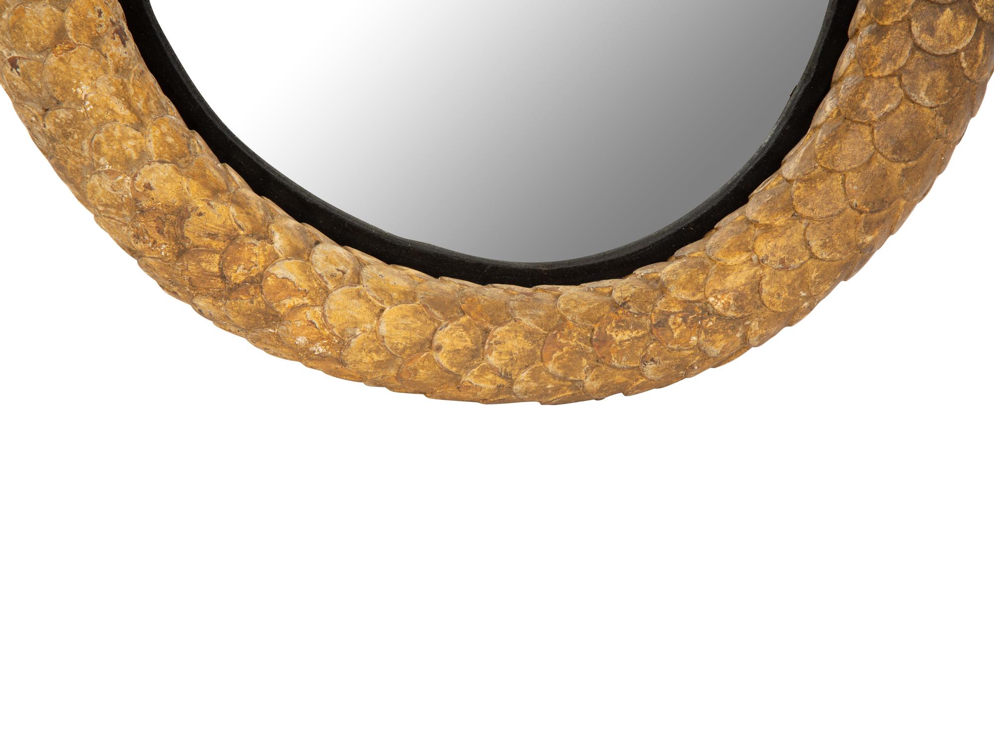 A Pair of Giltwood Snake Motif Mirrors