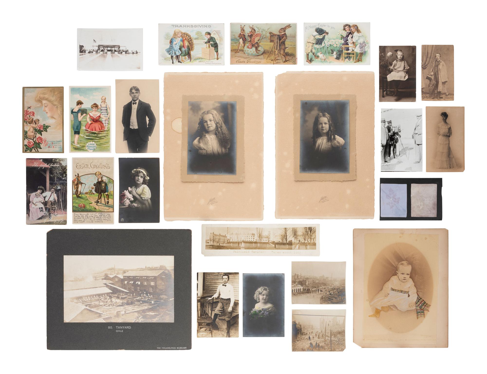 [EARLY PHOTO] Collection of paper photos, incl. CDVs, cabinet cards, RPPCs, silver gelatin prints.
