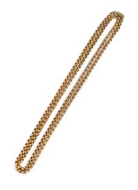 A Victorian Yellow Gold and Turquoise Muff Longchain,