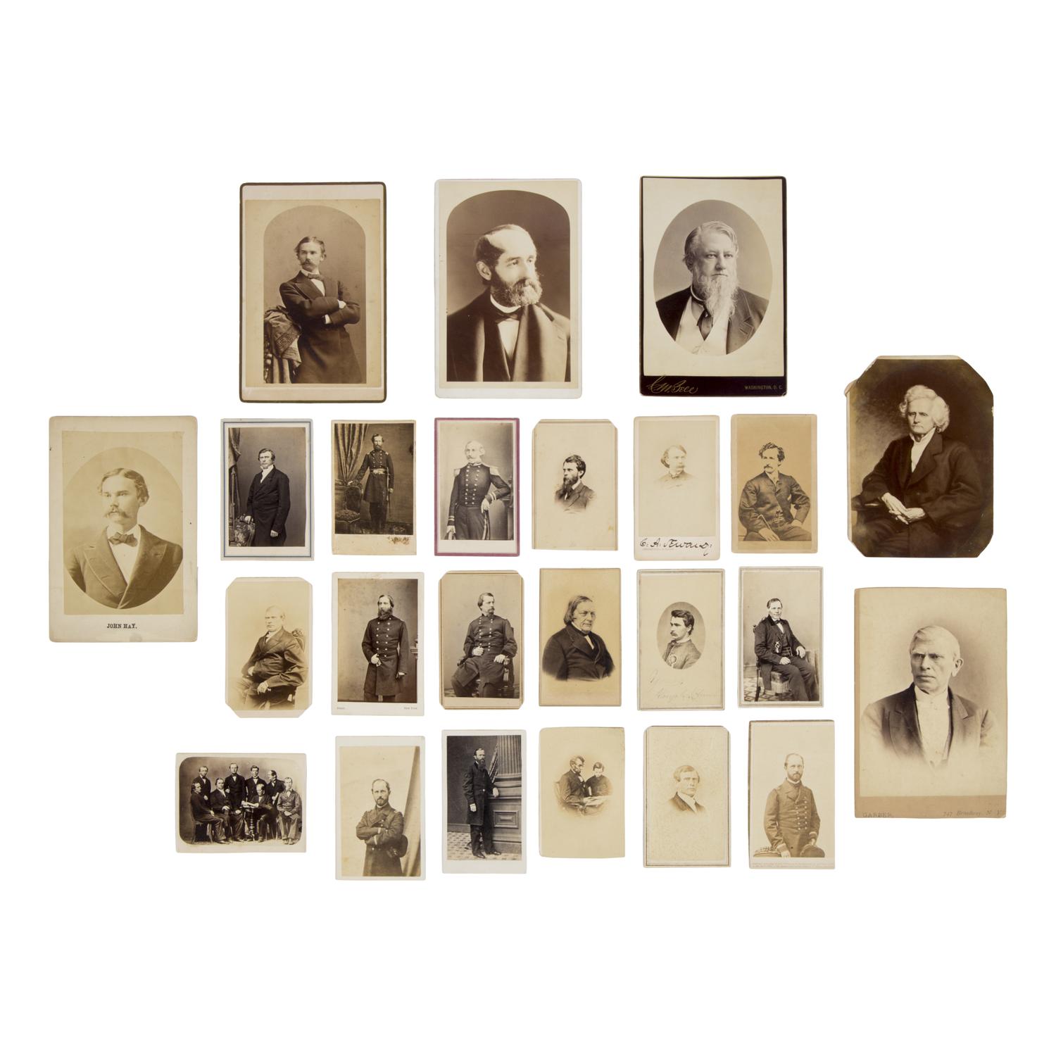 [Lincoln, Abraham]. A group of 24 photos of individuals associated with Lincoln, his career, assassination, and funeral.