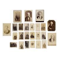 [Lincoln, Abraham]. A group of 24 photos of individuals associated with Lincoln, his career, assassination, and funeral.