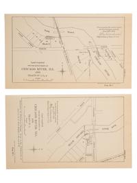 [MAPS & ATLASES -- CHICAGO]. A group of 13 maps depicting the Chicago River and Chicago Harbor, comprising:
