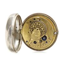 Sterling silver open-face pocket watch A. Hollisone, Liverpool, England, circa 1820