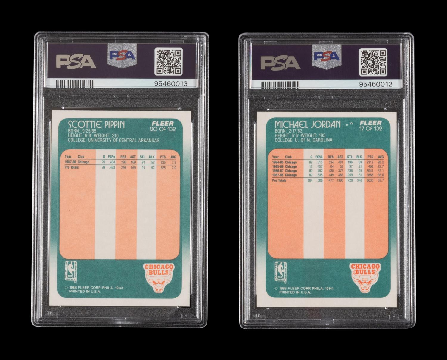 A Group of 1988 Fleer Michael Jordan and Scottie Pippen PSA Graded Basketball Cards