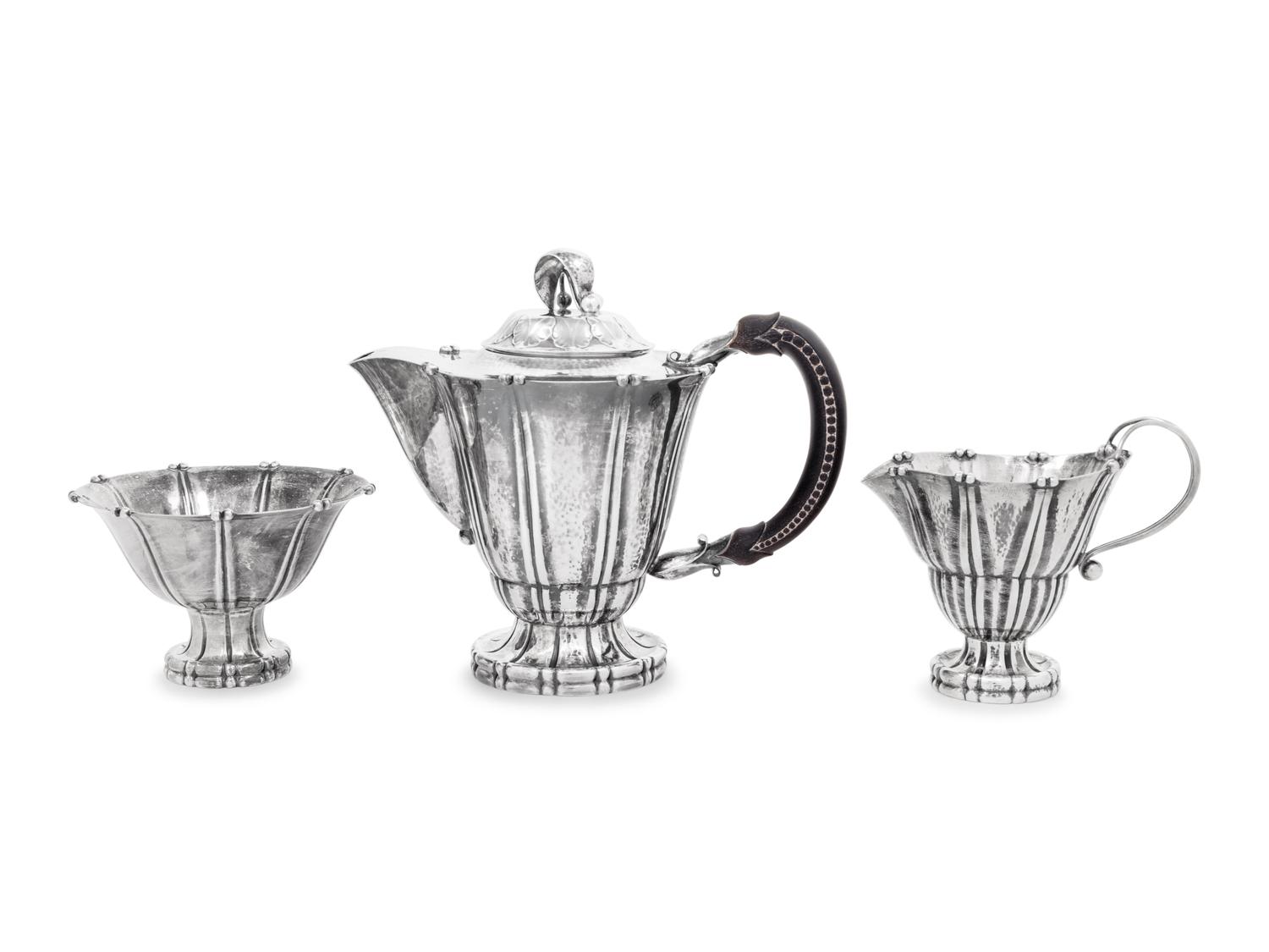 A Georg Jensen Three-Piece Silver Coffee Service