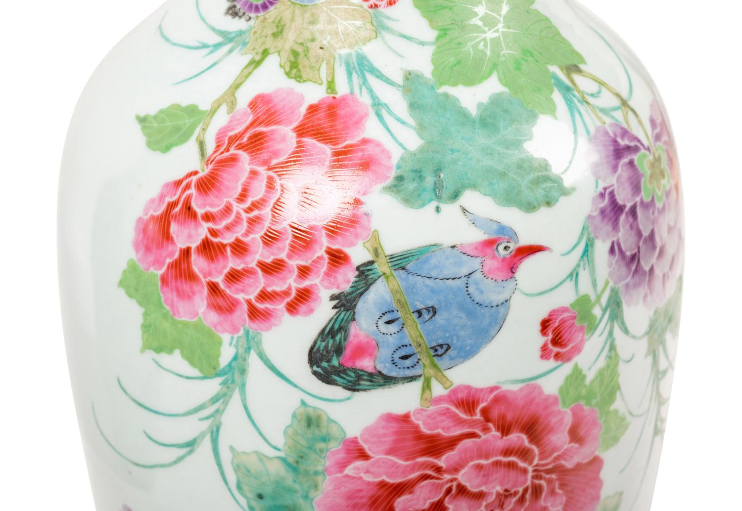 Two Large Chinese Famille Rose Porcelain Vases
